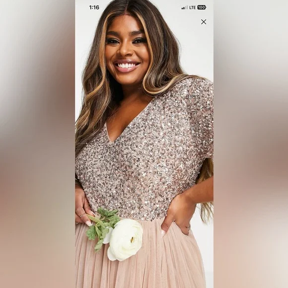 Blush color formal dress size 16 - Picture 2 of 4